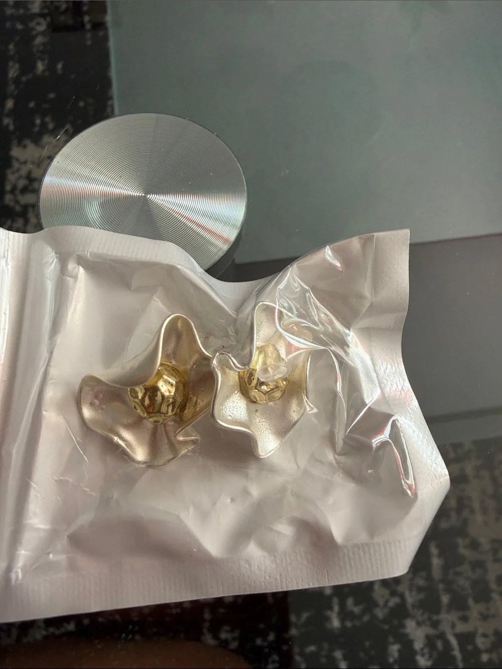 Gold Floral Petal Drop Earrings for Women